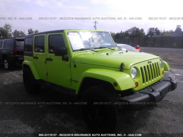 1C4BJWEGXCL239704 - 2012 JEEP WRANGLER UNLIMITE SAHARA GREEN photo 1