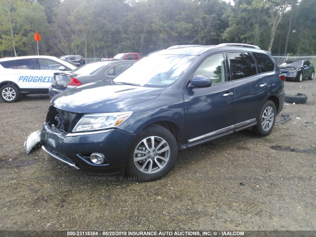 5N1AR2MN2EC604016 - 2014 NISSAN PATHFINDER S/SV/SL/PLATINUM BLUE photo 2