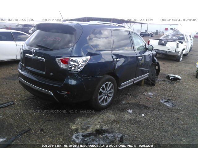 5N1AR2MN2EC604016 - 2014 NISSAN PATHFINDER S/SV/SL/PLATINUM BLUE photo 4
