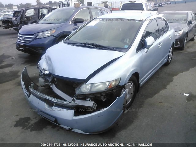 JHMFA36248S012426 - 2008 HONDA CIVIC HYBRID BLUE photo 2