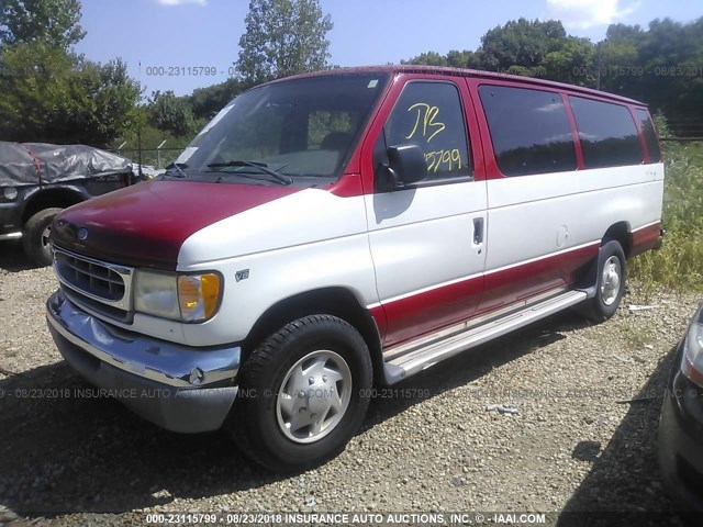 1FBSS31L81HB10198 - 2001 FORD ECONOLINE E350 SUPER DUTY WAGON RED photo 2