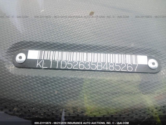 KL1TD52635B485267 - 2005 CHEVROLET AVEO LS BLUE photo 9