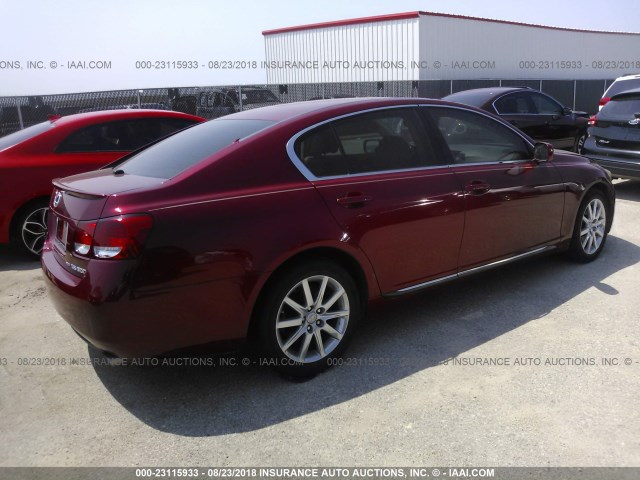 JTHCH96S160008182 - 2006 LEXUS GS GENERATION 200 300 RED photo 4