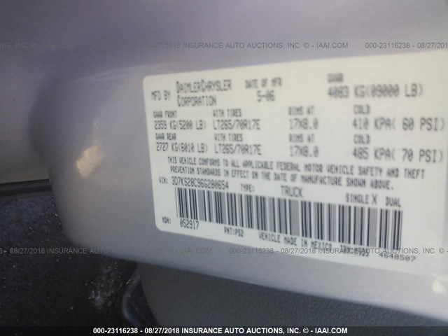 3D7KS28C96G280654 - 2006 DODGE RAM 2500 ST/SLT/LARAMIE ვერცხლისფერი ფოტო 9