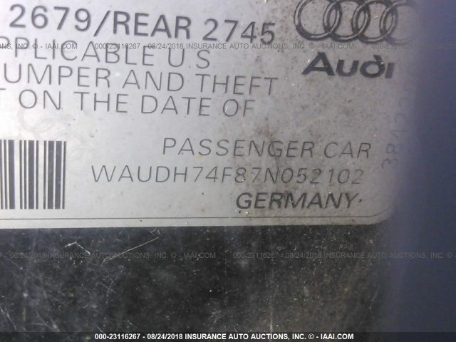 WAUDH74F87N052102 - 2007 AUDI A6 3.2 QUATTRO BLACK photo 9