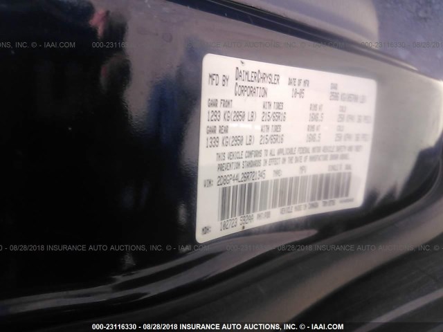 2D8GP44L26R721345 - 2006 DODGE GRAND CARAVAN SXT PURPLE photo 9