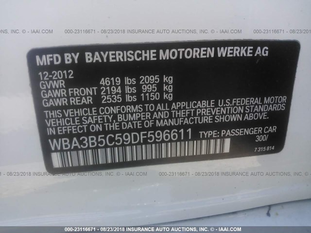 WBA3B5C59DF596611 - 2013 BMW 328 XI SULEV WHITE photo 9