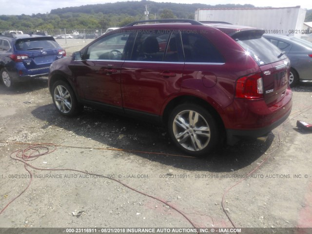 2FMDK3KC1DBA67338 - 2013 FORD EDGE LIMITED MAROON photo 3