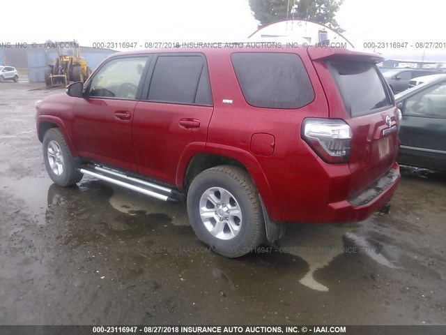 JTEBU5JR3G5377325 - 2016 TOYOTA 4RUNNER SR5 PREM/LTDL/TRAIL/TRD RED photo 3