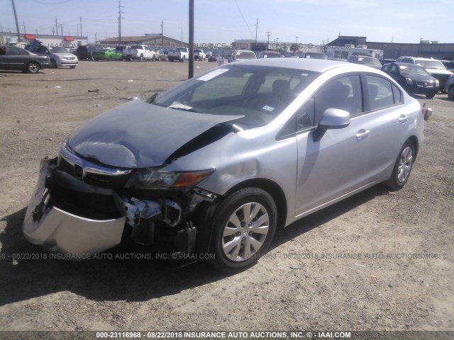 19XFB2F59CE058249 - 2012 HONDA CIVIC LX SILVER photo 2