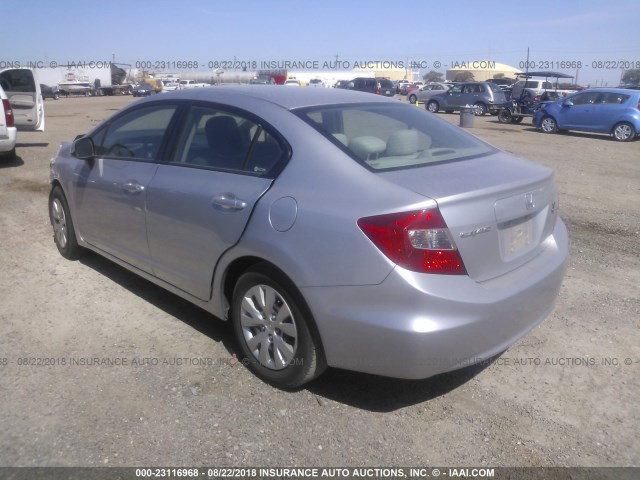 19XFB2F59CE058249 - 2012 HONDA CIVIC LX SILVER photo 3