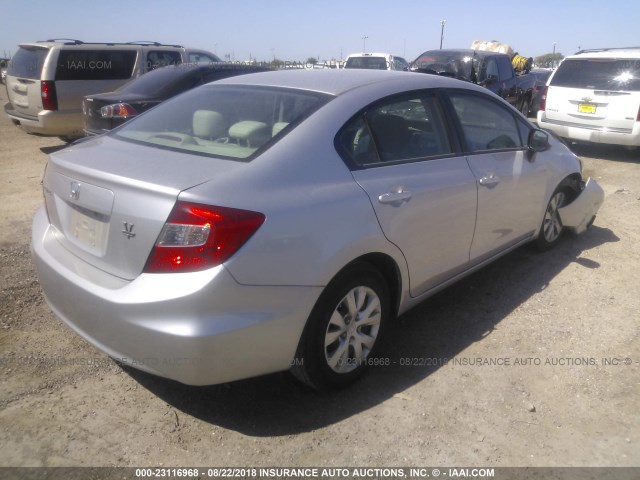 19XFB2F59CE058249 - 2012 HONDA CIVIC LX SILVER photo 4