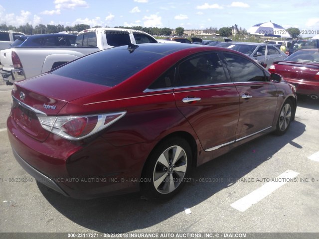 KMHEC4A42CA041553 - 2012 HYUNDAI SONATA HYBRID RED photo 4