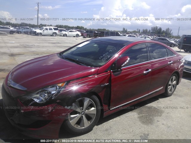 KMHEC4A42CA041553 - 2012 HYUNDAI SONATA HYBRID RED photo 6