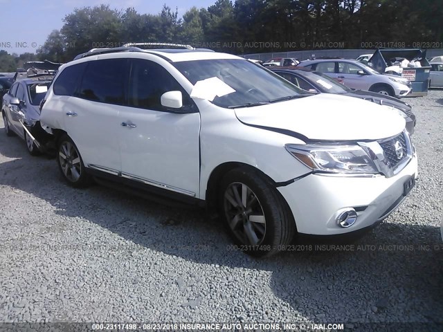 5N1AR2MM8DC683519 - 2013 NISSAN PATHFINDER S/SV/SL/PLATINUM WHITE photo 1