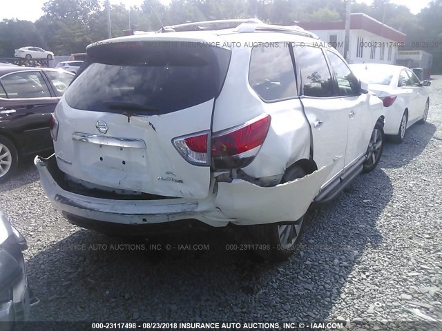 5N1AR2MM8DC683519 - 2013 NISSAN PATHFINDER S/SV/SL/PLATINUM WHITE photo 4