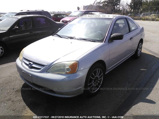 1HGEM21242L068794 - 2002 HONDA CIVIC DX SILVER photo 2