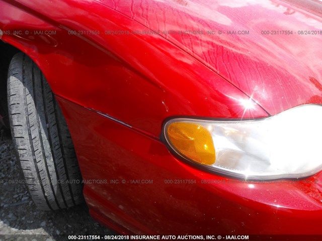 2G1WX15K119339632 - 2001 CHEVROLET MONTE CARLO SS წითელი ფოტო 6