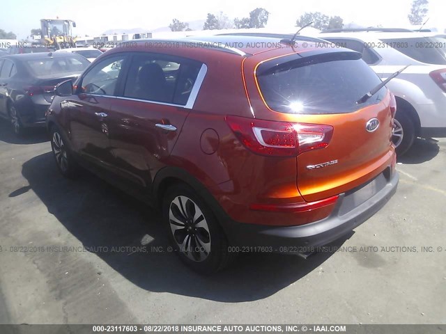 KNDPCCA60B7111264 - 2011 KIA SPORTAGE EX/SX ORANGE photo 3