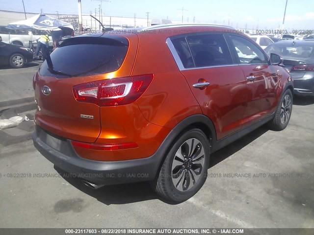 KNDPCCA60B7111264 - 2011 KIA SPORTAGE EX/SX ORANGE photo 4