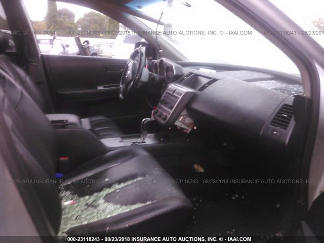 JN8AZ08W04W327623 - 2004 NISSAN MURANO SL/SE SILVER photo 5