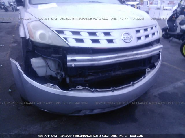 JN8AZ08W04W327623 - 2004 NISSAN MURANO SL/SE SILVER photo 6