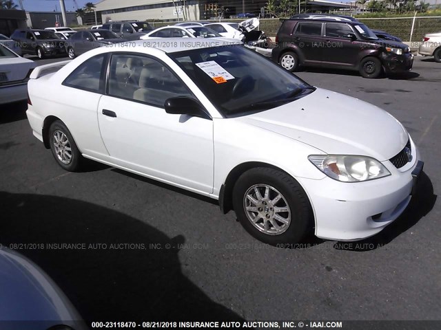 1HGEM22795L012333 - 2005 HONDA CIVIC HX WHITE photo 1