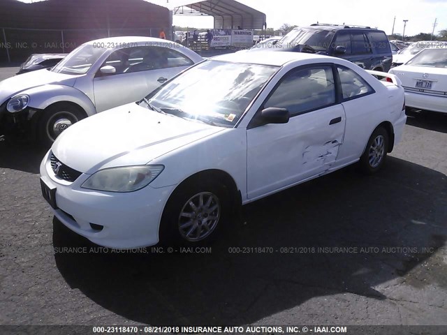 1HGEM22795L012333 - 2005 HONDA CIVIC HX WHITE photo 2