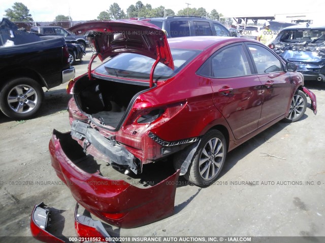 KMHCT4AE2HU374986 - 2017 HYUNDAI ACCENT SE RED photo 4