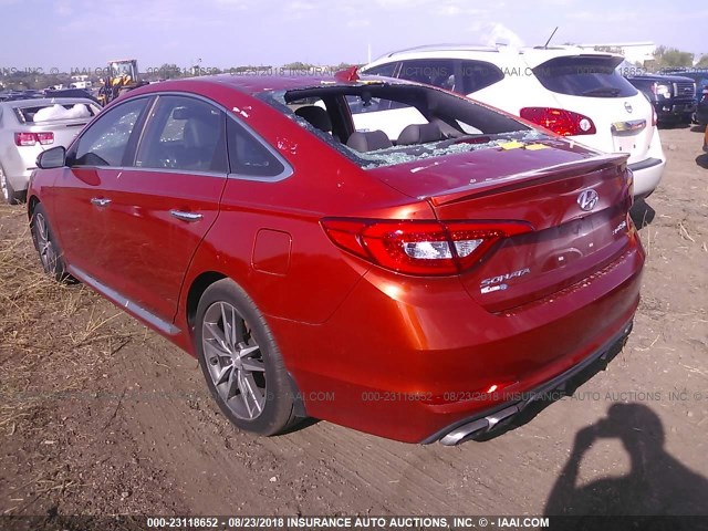 5NPE34AB1FH117974 - 2015 HYUNDAI SONATA SPORT/LIMITED ORANGE photo 3