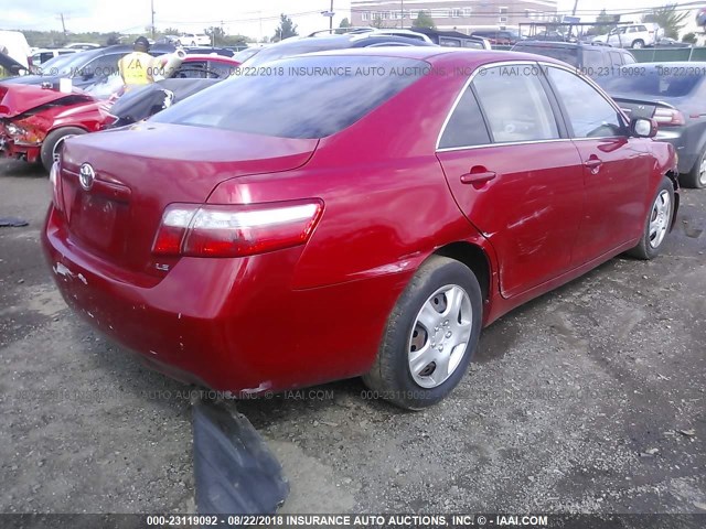 4T1BE46K17U081177 - 2007 TOYOTA CAMRY NEW GENERAT CE/LE/XLE/SE RED photo 4