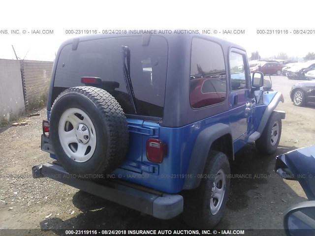 1J4FA39S83P301327 - 2003 JEEP WRANGLER COMMANDO/X BLUE photo 4