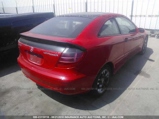 WDBRN40J93A498799 - 2003 MERCEDES-BENZ C 230K SPORT COUPE RED photo 4