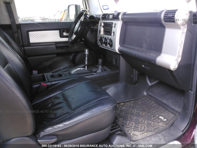 JTEBU11F370085699 - 2007 TOYOTA FJ CRUISER BURGUNDY photo 5