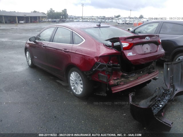 3FA6P0LU0FR167493 - 2015 FORD FUSION SE HYBRID RED photo 3