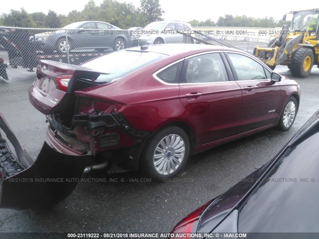 3FA6P0LU0FR167493 - 2015 FORD FUSION SE HYBRID RED photo 4