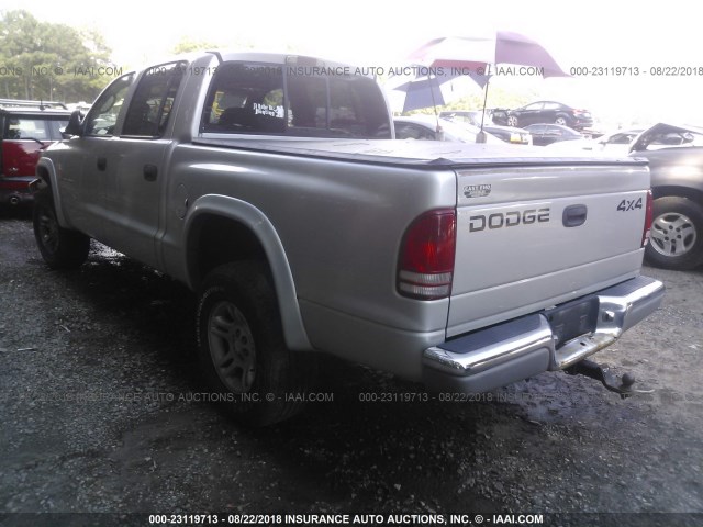 1B7HG2AN61S330350 - 2001 DODGE DAKOTA QUAD SILVER photo 3