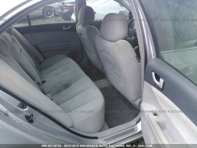 5NPEU46F36H048522 - 2006 HYUNDAI SONATA GLS/LX SILVER photo 8