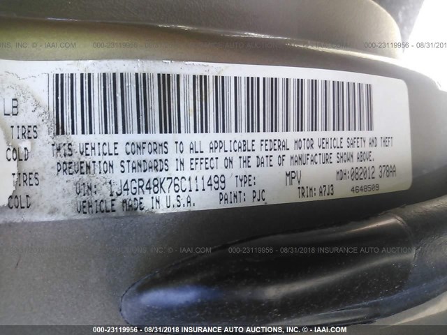 1J4GR48K76C111499 - 2006 JEEP GRAND CHEROKEE LAREDO/COLUMBIA/FREEDOM 棕色 照片 9