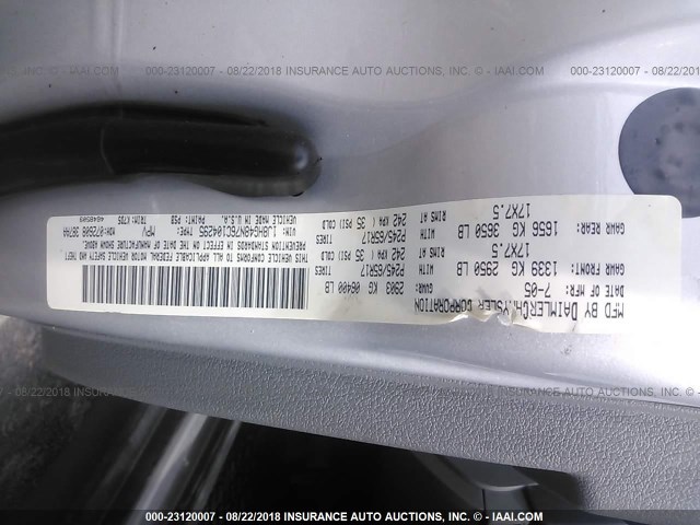 1J8HG48N76C104295 - 2006 JEEP COMMANDER SILVER photo 9