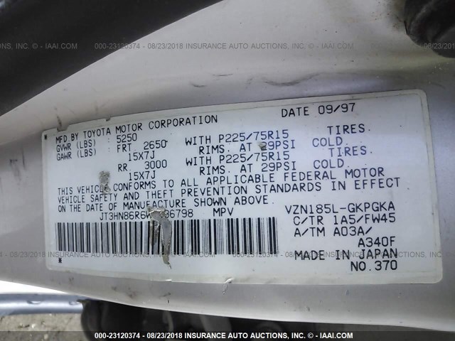 JT3HN86R6W0136798 - 1998 TOYOTA 4RUNNER SR5 GRAY photo 9