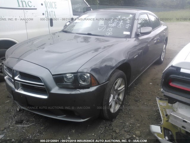 2B3CL5CT8BH609621 - 2011 DODGE CHARGER R/T GRAY photo 2