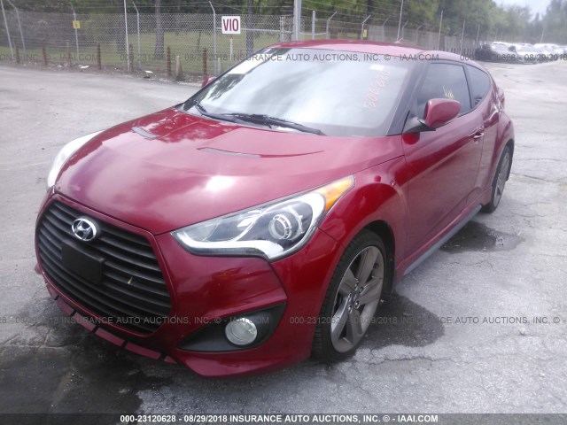 KMHTC6AE5EU206220 - 2014 HYUNDAI VELOSTER TURBO RED photo 2