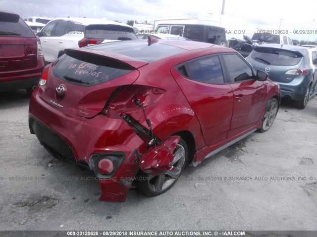 KMHTC6AE5EU206220 - 2014 HYUNDAI VELOSTER TURBO RED photo 4