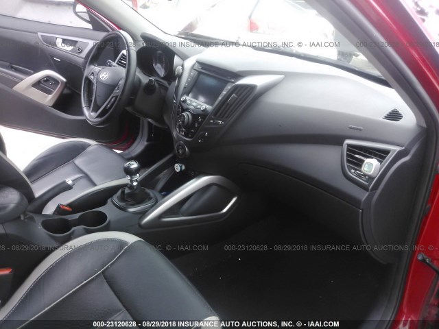 KMHTC6AE5EU206220 - 2014 HYUNDAI VELOSTER TURBO RED photo 5