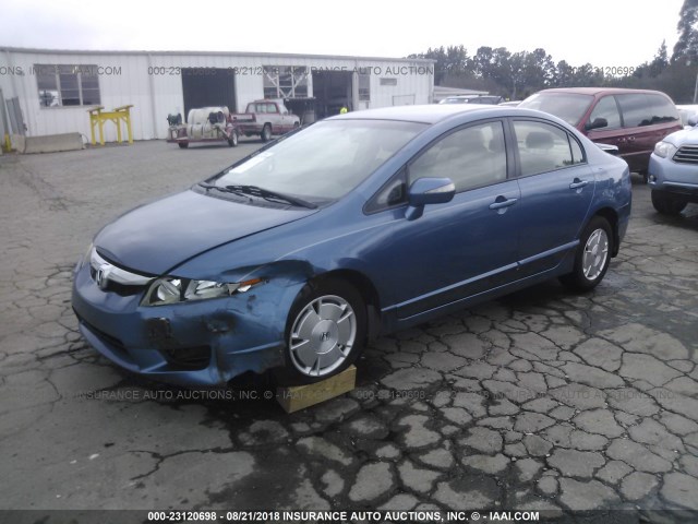 JHMFA36269S016897 - 2009 HONDA CIVIC HYBRID BLUE photo 2