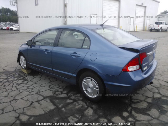 JHMFA36269S016897 - 2009 HONDA CIVIC HYBRID BLUE photo 3