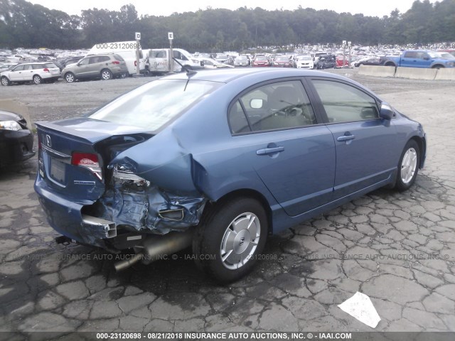 JHMFA36269S016897 - 2009 HONDA CIVIC HYBRID BLUE photo 4