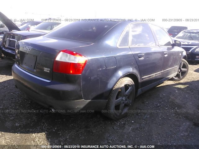 WAULC68E03A199280 - 2003 AUDI A4 1.8T QUATTRO BLUE photo 4