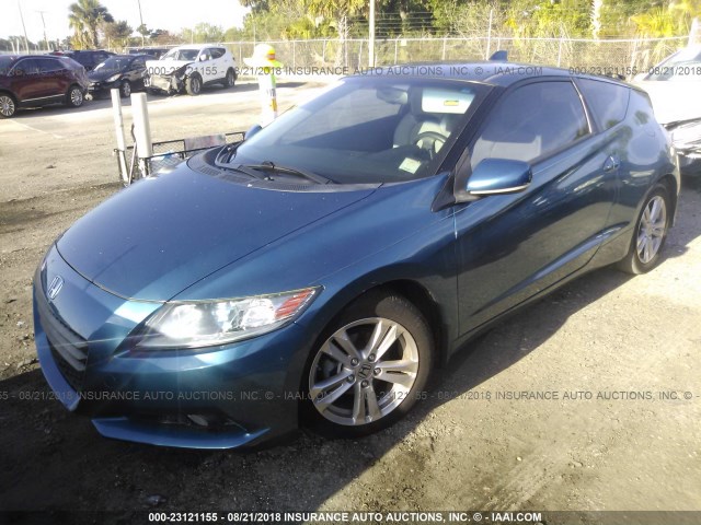 JHMZF1D68BS014633 - 2011 HONDA CR-Z EX BLUE photo 2